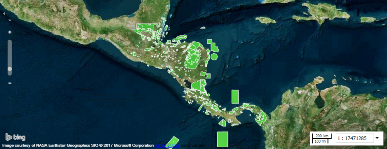 Mapa actualizado de las áreas protegidas de Centroamérica